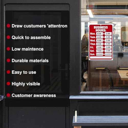 Business Hours Sign, Changeable Open and Closed Signs with Matching Letter and Number Stickers for Glass Door, Office, Restaurants, Bars, Retail, Barbershop, Salon Shops (Red)