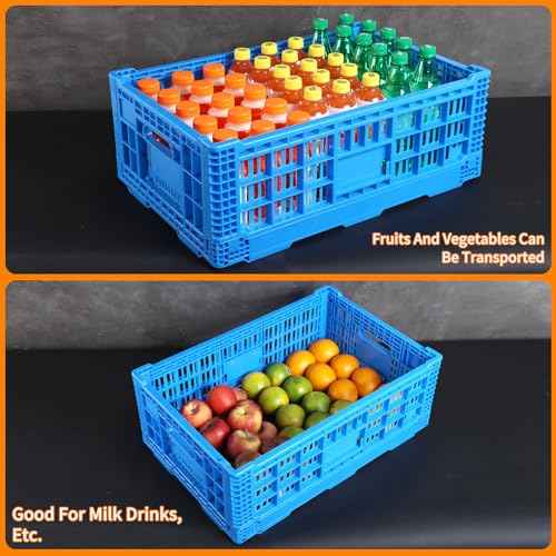 Collapsible Storage Bin Containe£¬52 Liter Transferheavy duty plastic storage box,blue milk crates heavy duty Transit storage of various items (1)