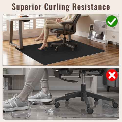 Sycoodeal Office Chair Mat for Hardwood Floor,Slip Resistant Floor Mat for Office Computer Gaming Chair,Heavy Duty Floor Protector for Rolling Chairs,Easy to Clean,Black(40"x55")