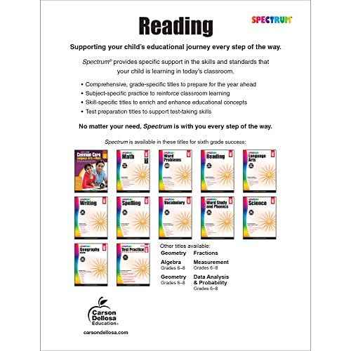 Spectrum Grade 6 Reading Workbook, Books for 6th Graders With Nonfiction and Fiction Passages and Learning Activities, Classroom or Homeschool Curriculum