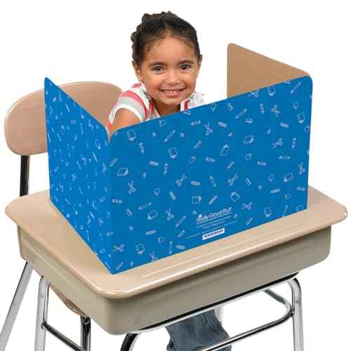 Really Good Stuff Standard Privacy Shields Set of 12, Blue, Red & Green in Matte. Enhance Focus and Create a Distraction-Free Learning Environment, Desk Dividers Perfect for The Classroom