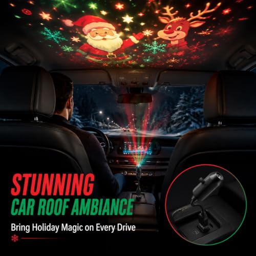 Christmas 10-Piece Upgraded 5D Plug & Play HD Projector with 6 Styles - Night Light for Bedroom, Car Interior, Gaming Room