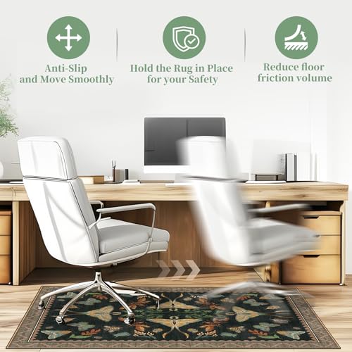 Lreedy 36x48 Colorful Insects Office Chair Mat for Hardwood & Tile Floors – Non-Slip, Printed Polyester