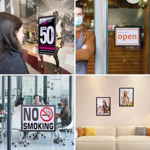 24Pack Magnetic Sign Holder 8.5 x 11 Wall Mount, Self Adhesive Display Magnetic Picture Frames Sheet With Strong Magnet Border for Window/Door/Fridge, Document Poster Paper Holders for Home Office Store, Black