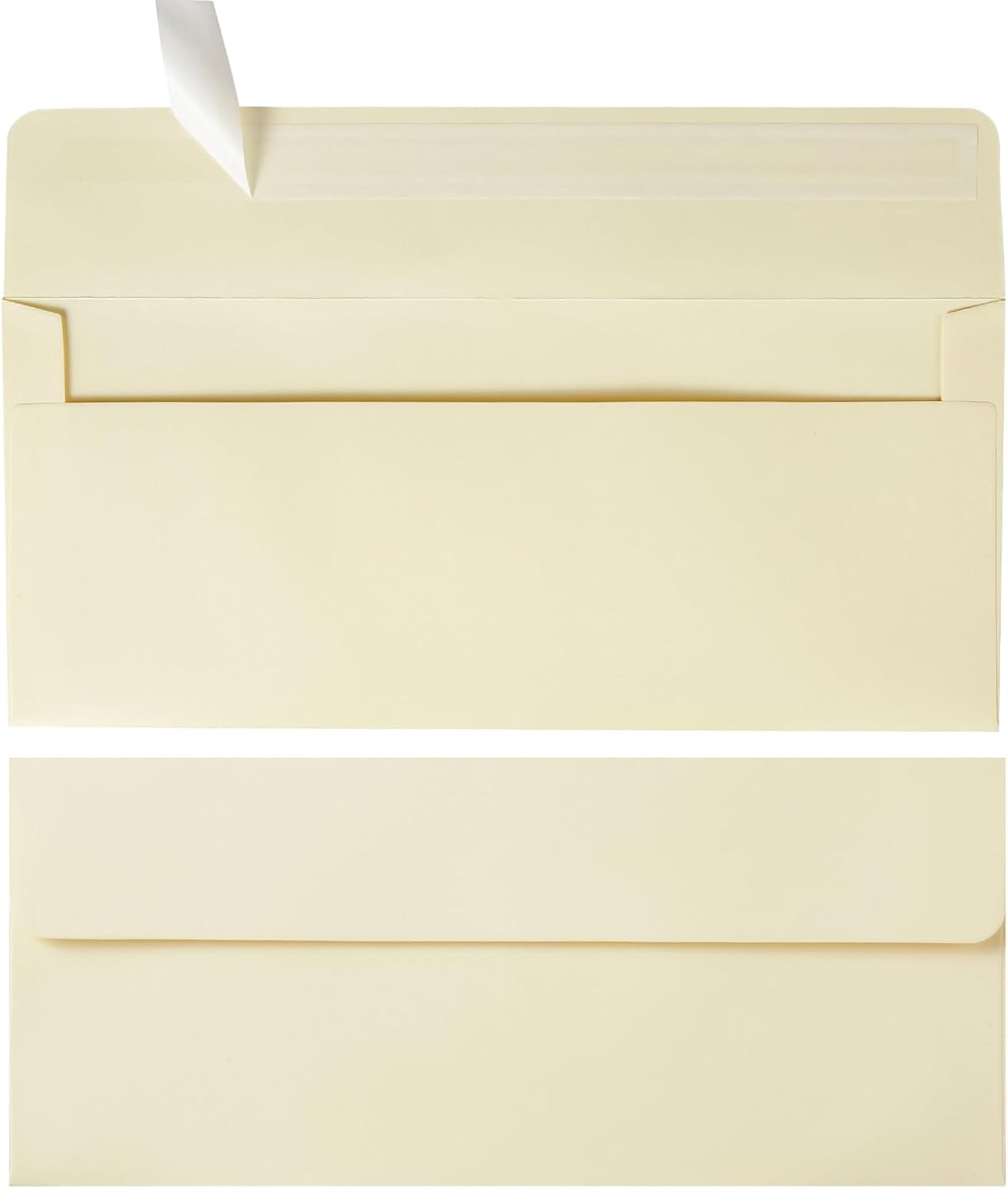 Wishop 50 Pack Self-Seal Business Envelopes - Cream Color, 4.13 x 9.49 Inches for Invoices & Mailing