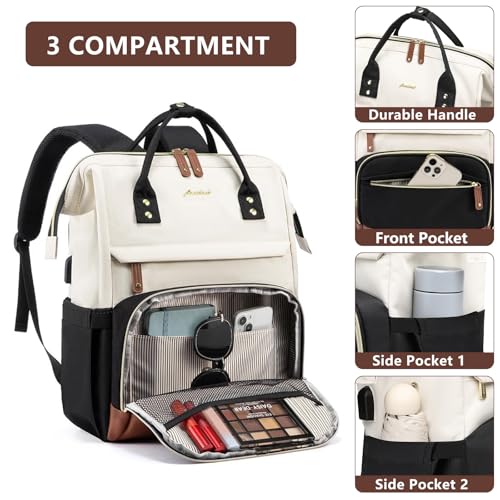 Backpack for Women Work Bags: 15.6 inch Laptop Backpack Purse Backpacks with USB Charger College Bookbag Casual Business Computer Backpack for Travel Nurse Teacher