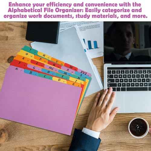 2 Set A-Z Alphabetic and Number Top Label Files, Legal Size, 50 Sheets File Dividers 1/5 Cut Label File Cabinet Dividers Desk Organizer for Office, Home and School (Rainbow)