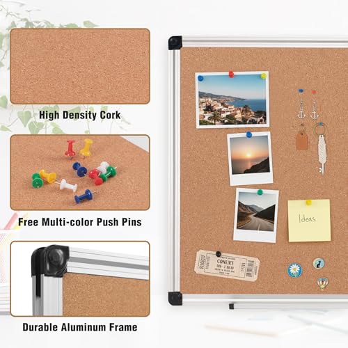 24x18 Inch Whiteboard and Corkboard Combo with Aluminum Frame - Board2by