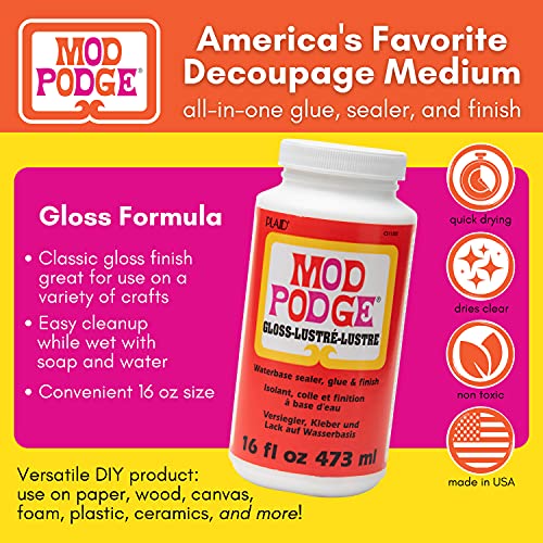 Mod Podge Gloss Sealer, Glue & Finish - 16 oz All-in-One Craft Solution