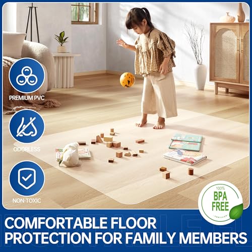 Naturei Office Chair Mat for Hard Floors 30 x 48 Anti-Slip Clear Desk Floor Protector