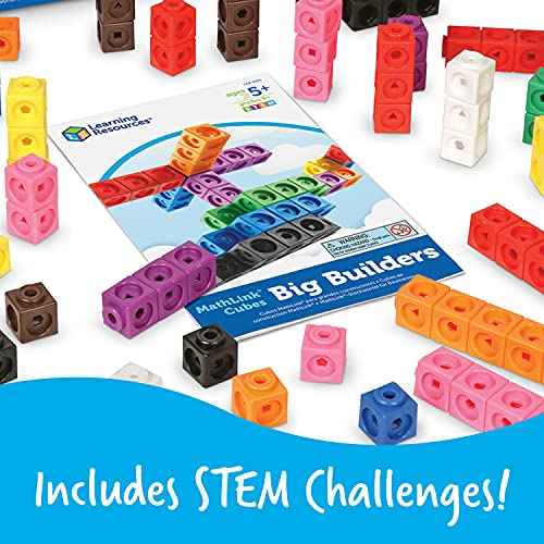 Learning Resources MathLink Cubes Big Builders - Set of 200 Cubes, Ages 5+, Develops Early Math Skills, STEM Toys, Math Games for Kids, Math Cubes for Kids