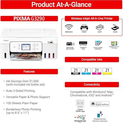 Canon PIXMA G3290 Wireless MegaTank All-in-One Inkjet Printer, Copy, & Scan - White 6706C022 Bundle with 6FT USB 2.0 Printer Cable + Tech Smart USA Printer Essentials Software Kit