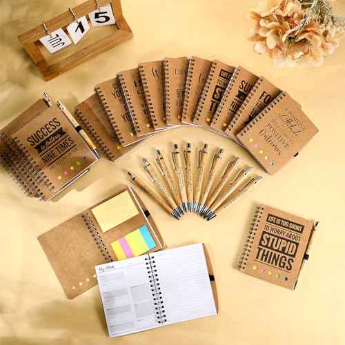 30 Sets Employee Appreciation Gifts Bulk Inspirational 2025 Weekly Planner Spiral Notebooks with Sticky Notepad Bamboo Ballpoint Pen Christmas Thank You Gift for Coworker Medical Assistant
