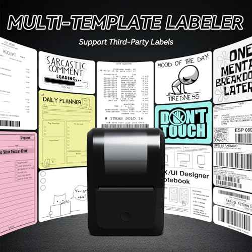 PeriPage 2 Inch Label Maker Machine, Bluethooth Portable Thermal Label Printer for Small Business,Clothing, Logo, Sticker Printer for Phones & PC£¨Grey£©