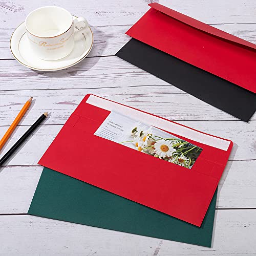 Wishop 100 Pack Colorful #10 Business Envelopes Red 4.13 x 9.49 Inches