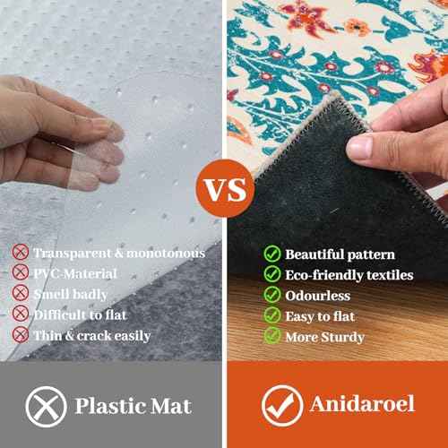 Anidaroel 48"x60" Office Chair Mat for Hardwood Floor, Desk Chair Mats for Hard Floors, Office Rug for Rolling Chair, Easy Glide Desk Floor Mat, Computer Gaming Chair Mat, Orange/Multi