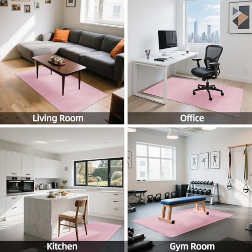 Office Chair Mat for Hardwood Floors 63" x 51", Durable Non-Slip Large Tile Floor Protector, Anti-Scratch Thick Heavy-Duty Recyclable Gliding Desk Mats for Computer Rolling Chairs, Pink