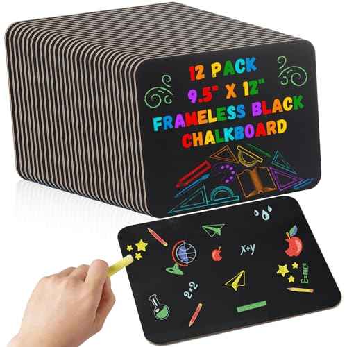 12 Pcs Chalk Board 9.5" x 12" Frameless Chalkboard for Kids Mini Wooden Chalk Board Small Chalkboard Signs Student School Supplies for Kids Classroom Home Office Restaurant