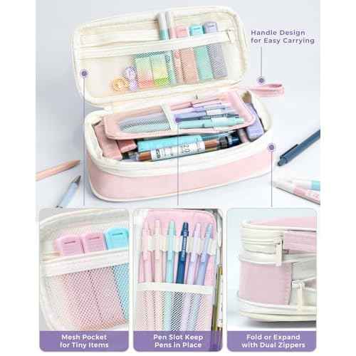 Four Candies 36PCS Aesthetic School Supplies, Mechanical Pencils 0.5mm, 0.7mm, 0.9mm & 2.0mm with 624PCS Lead Refills, Cute Mechanical Pencils for Writing, Drawing & Drafting (Pink)
