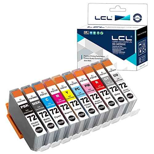 LCL PGI-72 Ink Cartridges High Capacity Compatible with PGI72 Ink Cartridges Replacement for Canon Pixma Pro-10 Pro-10s Printers (10-Pack MBK/PBK/C/M/Y/PM/PC/R/GY/CO)