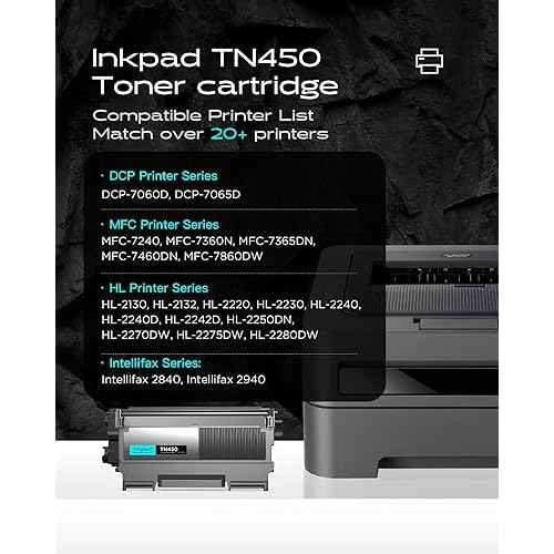 Compatible TN450 Toner Cartridge High Yield Replacement for TN420 TN-450 Work with HL-2280DW HL-2270DW HL-2230 MFC-7360N MFC-7860DW DCP-7065DN Intellifax 2840 2940 (4 Black)