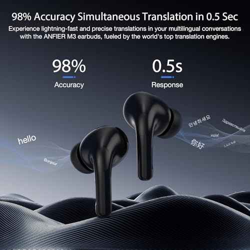 Ai Translation Earbuds Real Time 144 Languages & Accents Translator Earbuds with 8-Language Offline Translator Device Two Way, Auriculares de traducci?n for Language Learning Travel Business White