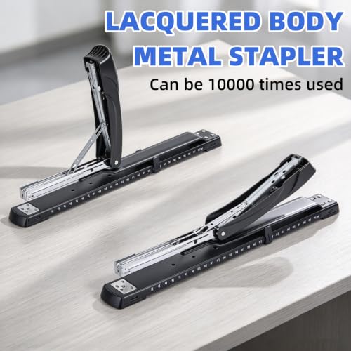 Black Long Reach Stapler with 2000 Staples & Remover, 20-25 Sheet Capacity