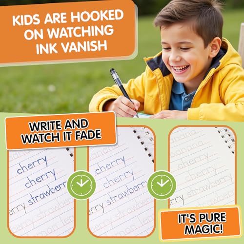 6-Pack Reusable Handwriting Practice Workbooks for Kids Ages 3-8 with Magic Fading Ink