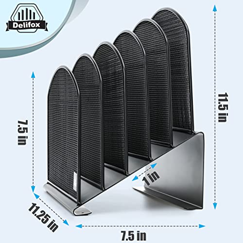 Black Inclined 5-Section Desktop File Organizer for Office & Home