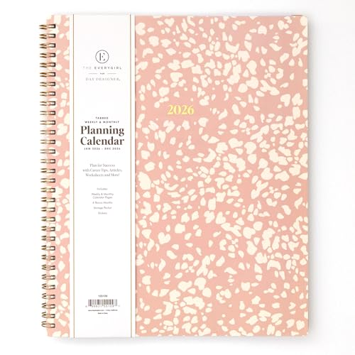 Blue Sky The Everygirl 2026 Weekly and Monthly Planner Calendar, January 2026 - December 2026, 8.5" x 11", Flexible Cover, Durable Twin Wire Binding, Storage Pocket, With Stickers, Bengala Desert Rose