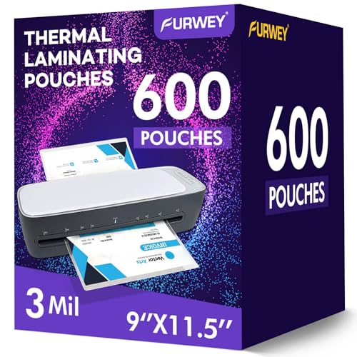 600 Pack Laminating Sheets, 3 Mil, 9 x 11.5 Inches Thermal Laminating Pouches Lamination Sheet Paper for Laminator, Clear, Letter Size, Office and School Supplies