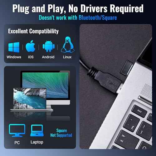 Tera Barcode Scanner Wireless 1D Laser Cordless Barcode Reader with Battery Level Indicator, Versatile 2 in 1 2.4Ghz Wireless and USB 2.0 Wired