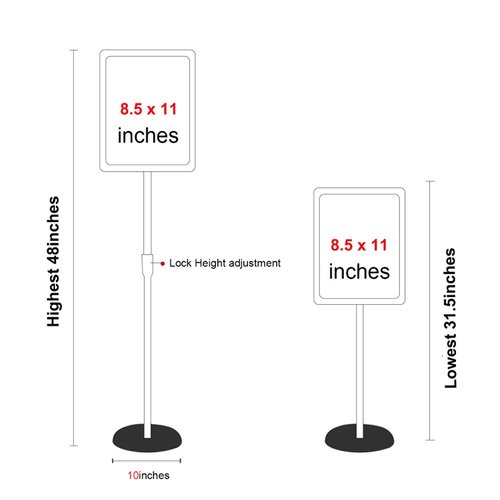 HUAZI Sign Holder Pedestal Sign Stand 8.5x11 inches with Base for Floor Vertical & Horizontal View Displayed,Snap-Open Frame with Safety Corner Outdoor,2 Pack