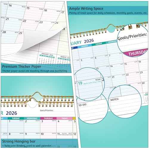Wall Calendar 2026-2027 ? 2 Year Calendar 2026-2027, 11 x 8.5 In, Jan 2026 - Dec 2027, 2026 Calendar 24 Months, Small Monthly Calendar 2026, with Ruled Blocks, Thick Paper, Holidays, To-dos £¦ Notes