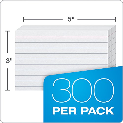 Oxford 3 x 5 White Ruled Index Cards - Pack of 300, Perfect for Notes & Flashcards