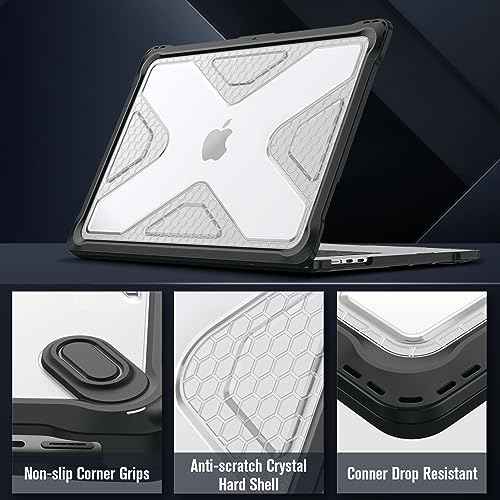 Fintie Case for MacBook Air 15 Inch A3241 A3114 A2941 (2023 2024 2025 Release) - Heavy Duty Rugged Hard Shell Case Cover with TPU Bumper for MacBook Air 15.3" M2 M3 M4 Chip, Clear