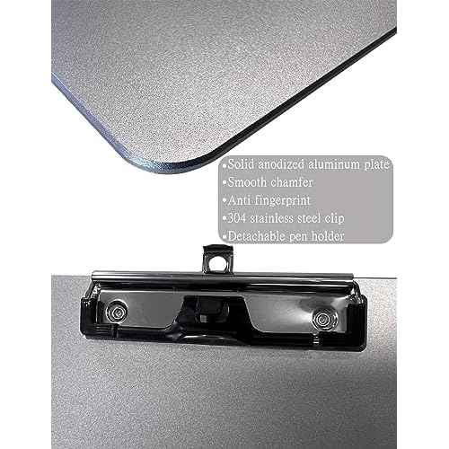 11x17 Metal Clipboard with Pen Holder,Contractor Heavy Duty A3 Size Aluminum Clipboards,Large Drawing Board with 304 Stainless Steel Clips