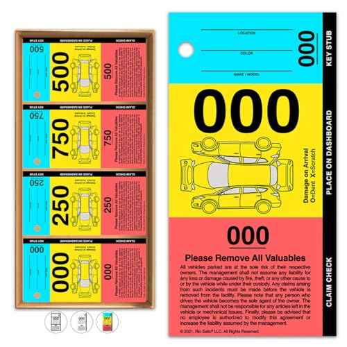 Rio Salto 3 Part Valet Parking Tickets Perforated Cardstock Place Valet Tickets Claim Check Key Stub Ticket for Car Temporary Valet Parking Tags Bulk 000-999 Thick 3.85" x 5.5" (1000 230g)