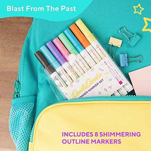 DoodleDazzles Shimmer Markers Set, Double Line Outliner Marker, Metallic Pens, Gifts for Girls, Boys, Kids, Women, etc., School Supplies Great For Drawing, Craft, & more, 20 ct