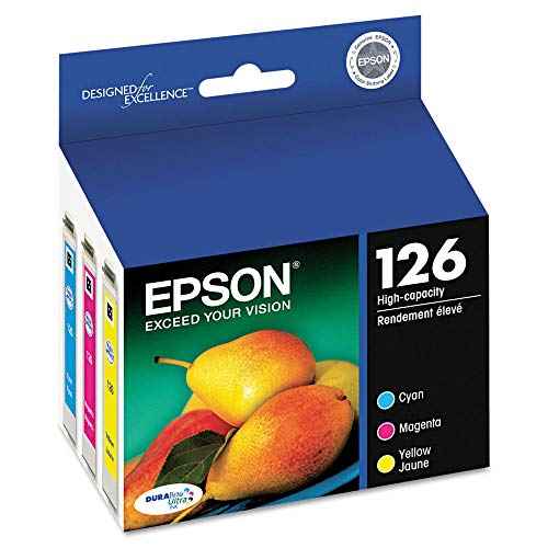 Epson T126520 T126520 (126) Durabrite Ultra High-Yield Ink, Cyan/magenta/yellow, 3/pk