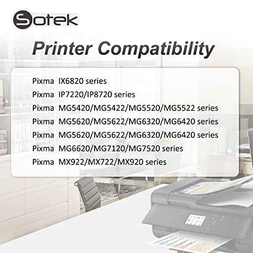 Sotek Compatible Ink cartridges 250 251, Work for Pixma MX922 MX920 MG5520 MG5420 MG6320 MG7120 MX722 iP7220 iP8720 iX6820 (2BK/C/M/Y, 5 pcs)