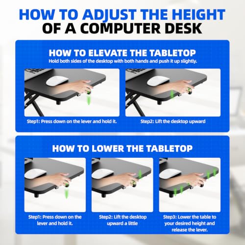Hoodutric Black Standing Desk Converter - Height Adjustable Sit-Stand Desk Riser for Home Office