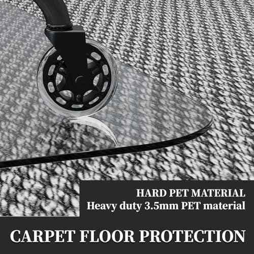 Office Chair Mat for Carpet Floor, Plastic Rolling Chair Mat for Carpeted Floors, Computer Desk Chair Floor Mats, 48 x 30 Inch Rectangle Clear Heavy Duty Floors Protector 0.14 Inch Thick