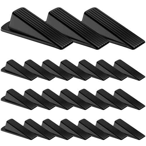 Crosize 24 Pack Door Stoppers for Bottom of Door, Premium Rubber Door Stops, Sturdy Wedge for Carpet, Tile, Concrete, Wood, Door Holder for Heavy Duty Door, Black