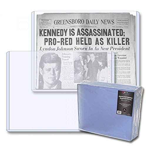 BCW Newspaper Topload Holder 13" x 11" | Rigid PVC Protection for Folded Newspapers | 5-Pack Clear Acid-Free Newspaper Holders | Archival Storage for Newspapers, Magazines, Comics, Photos, Documents