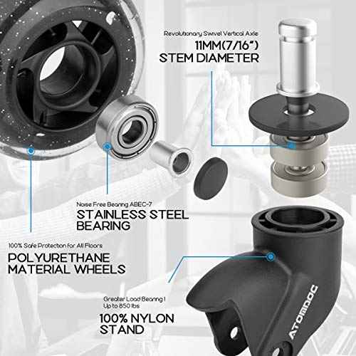 Office Chair Caster Wheels, 3" Newly Lightweight Caster Wheels & Revolutionary Swivel Vertical Axle, Safe Protection for All Floors Including Hardwood, Set of 5