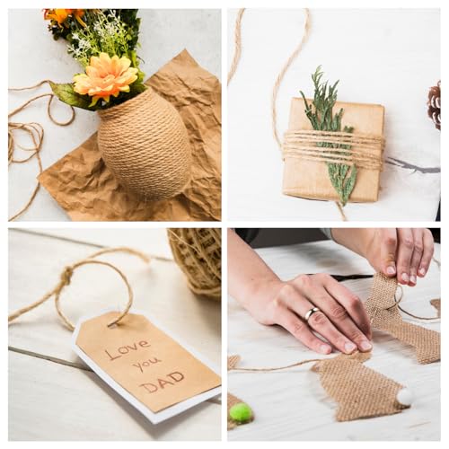 Natural Jute Twine 328ft 3mm,3Ply Twisted Thick Rope Strong String