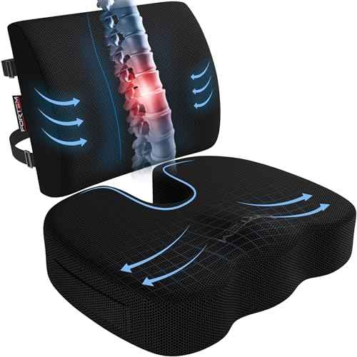FORTEM Seat Cushion, Office Chair Cushion, Lumbar Support Pillow for Office Chair, Memory Foam Sciatica Coccyx Tailbone Pressure Pain Relief, Car Sitting Pad, Washable Non Slip, XL