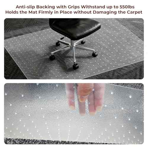 AiBOB Office Chair Mat for Carpet, 32" x 48" Heavy Duty Computer Desk Chair Mats for Carpeted Floors, Easy Chair Movement Hard Clear Carpet Chair Mats, Ship Flat