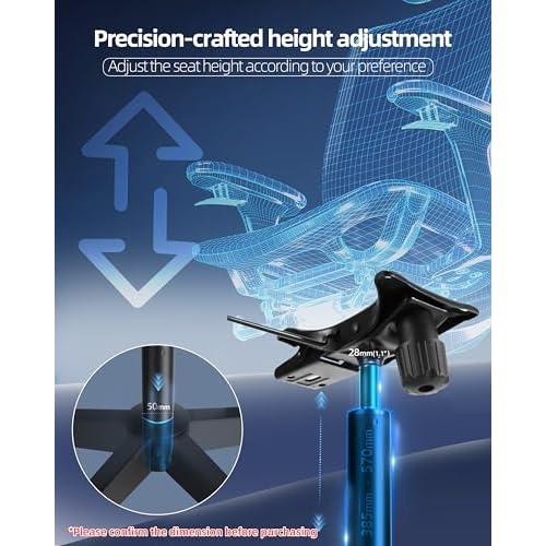 14 Inches-22 Inches Extra Long Gas Lift Cylinder Replacement, 8" Stroke, Hydraulic Pneumatic Shock Piston, Heavy Duty 1000lbs, Universal Fit For Drafting Chairs Bar Stools, Class 4, Black